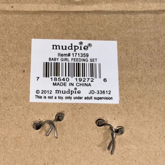 MUD PIE Children’s Girl Feeding Fork Spoon Set Sweet Baby Love You Pink Ribbon - Picture 4 of 5